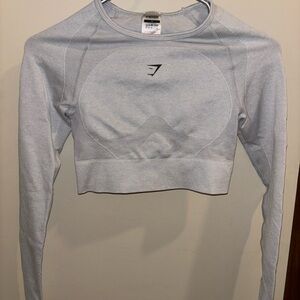 Gymshark Light Gray Long Sleeve Crop Top